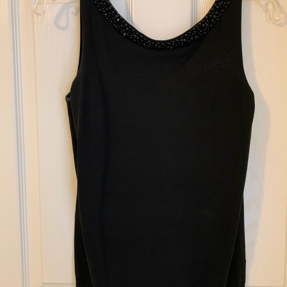 Ann Taylor black Pearl embellished shell size M